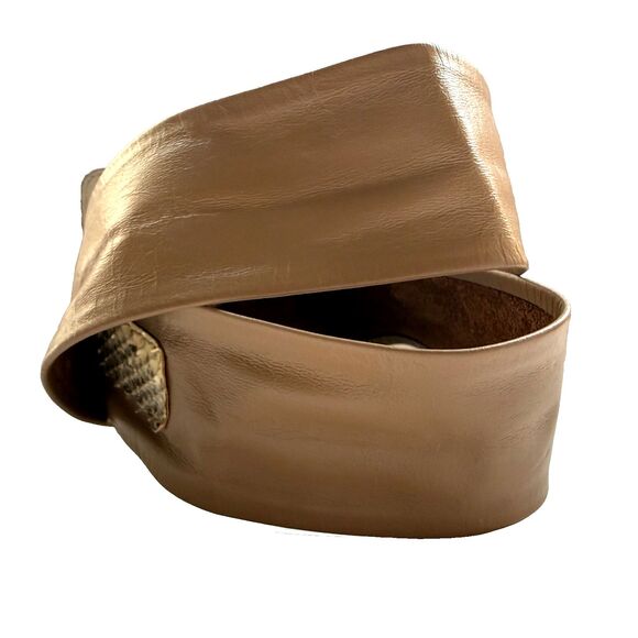 Vintage Beige Faux Snakeskin Leather Womens Belt Size XS Small S 27-31" Wide - Picture 4 of 9